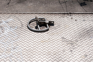 worn metal plate with anti-slip pattern and handle