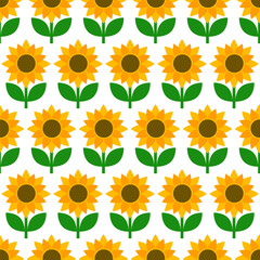 Sunflower seamless pattern with yellow petals