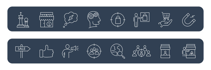 Marketing Strategy icons set . Marketing Strategy pack symbol vector elements for infographic web