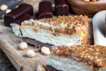 sweet and delicious cake with nuts and caramel