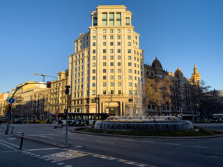 Naklejka premium Busy roads during rush hour in Barcelona