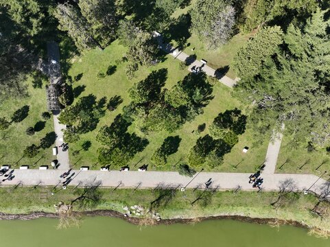 Batumi, Georgia - March 12 2022: Aerial view of 6 May park in Batumi, Georgia
