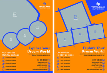 Tourism or Traveling Advertising Services Provide Flyer Template Design vector, Travel Agency Flyer