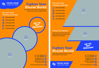 Tourism or Traveling Advertising Services Provide Flyer Template Design vector, Travel Agency Flyer