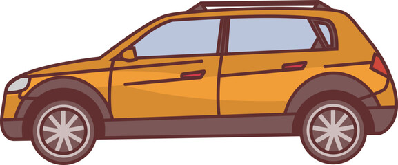 Modern Car Colored Line Art Illustration © Good Studio