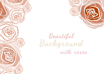 Watercolor provence Background. Pink and red rose on white background.