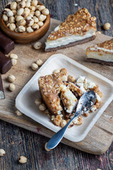 sweet and delicious cake with nuts and caramel