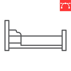 Bed line icon, furniture and interior, hotel vector icon, vector graphics, editable stroke outline sign, eps 10.