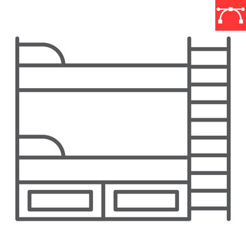 recommend clip art: Bunk bed line icon, furniture and interior, bunk bed vector icon, vector graphics, editable stroke outline sign, eps 10.