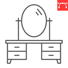 Dressing table line icon, furniture and interior, dressing table vector graphics, editable stroke outline sign, eps 10.