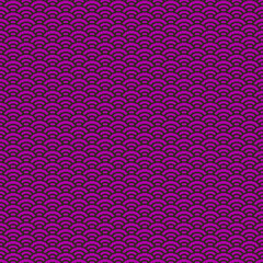 colorful simple vector pixel art seamless pattern of minimalistic purple and black scaly japanese water waves pattern