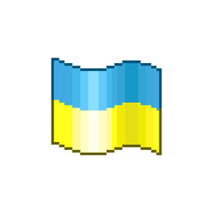 colorful simple vector flat pixel art illustration of waving flag of Ukraine