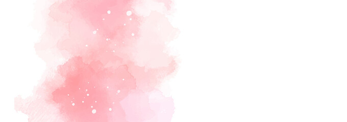 水彩テクスチャの背景素材　ピンク　春イメージ　横長