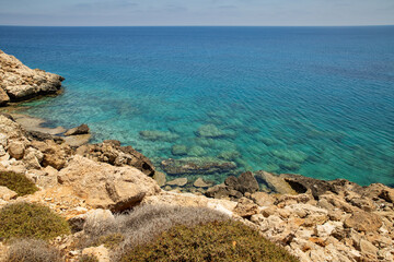 Seascape Cape Greco peninsula park, Cyprus.