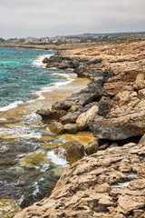 Ayia Napa rocky coastline seafront, Cyprus.