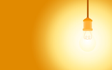 a simple illustration that displays one object in the form of a lamp that lights up and illuminates its surroundings, the color in the illustration uses yellow and its surroundings.