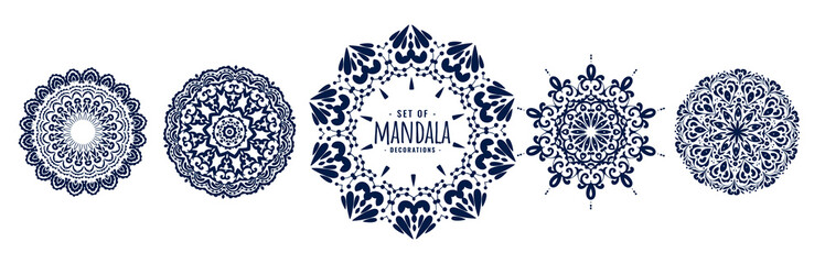 indian or arabic style mandala patterns set