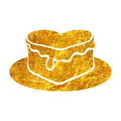 Hand drawn gold foil texture icon Wedding Cake