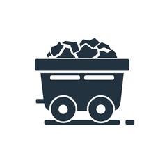 mine cart icon in trendy flat style isolated on white background.  gold mine cart symbol for web and mobile app.  Vector illustration