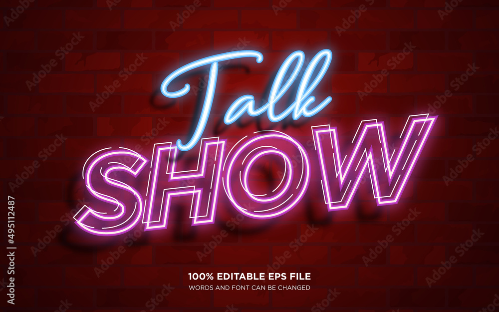 Poster talk show 3d editable text style effect