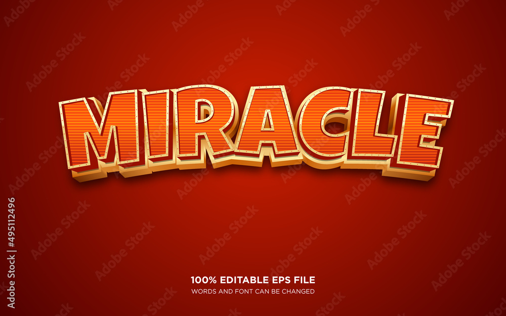 Poster miracle 3d editable text style effect