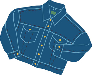 Blue Denim Jeans Jacket Cartoon Illustration