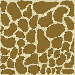 Seamless vector pattern of brown spots on a beige background. The design of the animal cover is the skin of a giraffe. Vector illustration