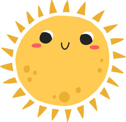 Cute Sun Childish Cartoon Illustration