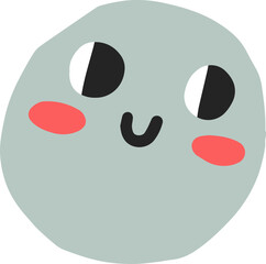 Cute Face Icon Childish Cartoon Illustration