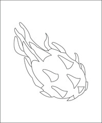 Dragon fruits coloring page line art vector art coloring book page for kids