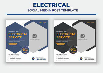 Professional electrical service poster, Electrical Social Media Post and Flyer Template