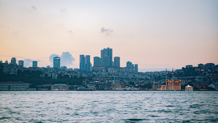 Fototapeta premium Panoramic view from the river in the city of Istanbul in Turkey