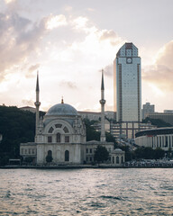 Fototapeta na wymiar Panoramic view from the river in the city of Istanbul in Turkey