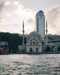 Fototapeta na wymiar Panoramic view from the river in the city of Istanbul in Turkey