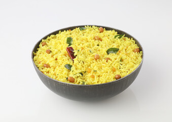Indian lemon rice traditional south Indian food,Lemon rice.Chitranna or Indian lemon rice, a traditional south Indian vegetarian breakfast.