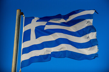 Greek flag in the wind