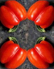 Red sweet bell pepper with copy space. Spring vegetables on black concrete background