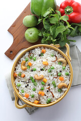Mix vegetable pulao, an Indian meal Veg biryani 