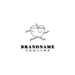 apple fruit character logo icon cute template vector illustration