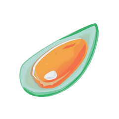 Mussel isolated on white background. Vector illustration of seafood.