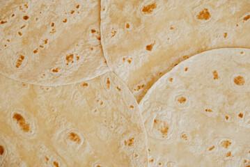 Texture of thin traditional freshly baked homemade oriental bread