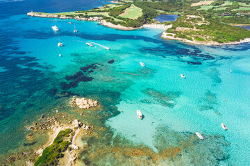 South Corsica, turquoise sea and green landscape from above. France