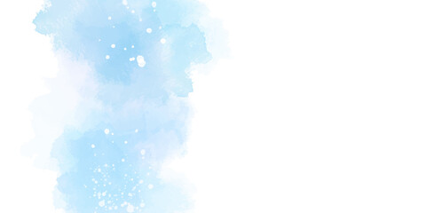 水彩テクスチャの背景素材　ブルー　夏イメージ　横長