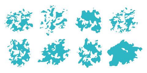 Set of abstract elements for design. Gouache watercolor paints. Free form. blue brush texture. Graphic vector. 