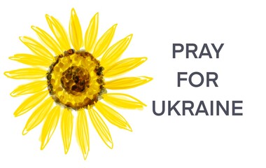 Pray for Ukraine, Save Ukraine, Ukraine flag concept background design illustration peace