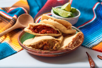 Authentic homemade Mexican Gorditas. Mexican gastronomy.