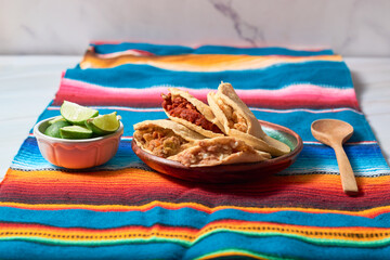 Authentic stuffed Mexican gorditas. Mexican food concept.