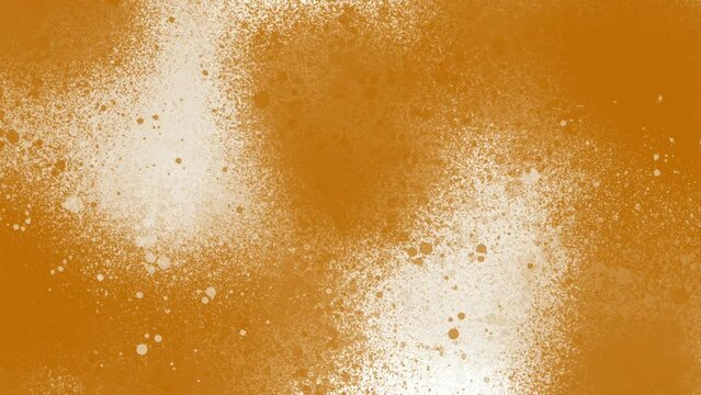Paint splatter spray can spray bright yellow orange paints over white