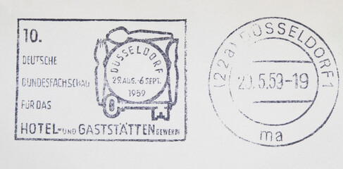 briefmarke stamp vintage retro alt old gestempelt used frankiert cancel papier paper slogan werbung...