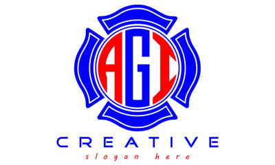 AGI three letters circle curves logo vector Template